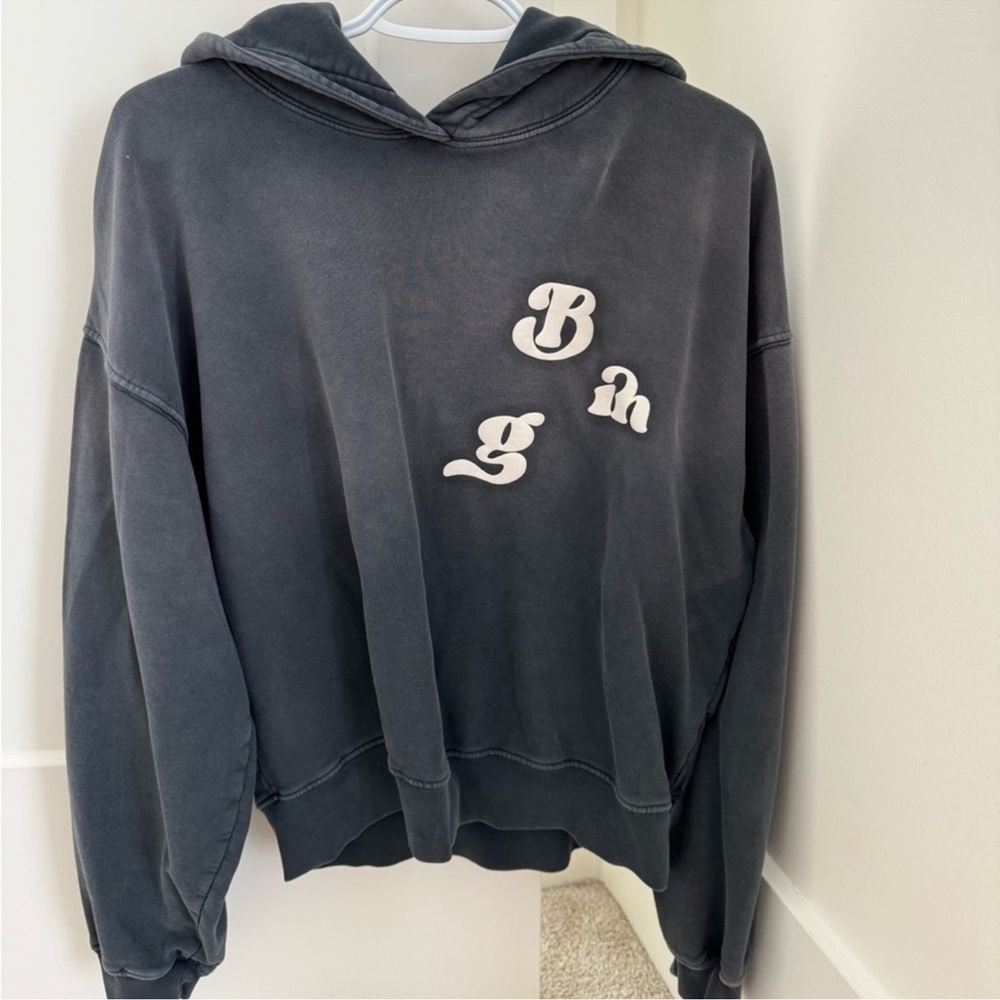 Anine Bing Black Hoodie with White Logo